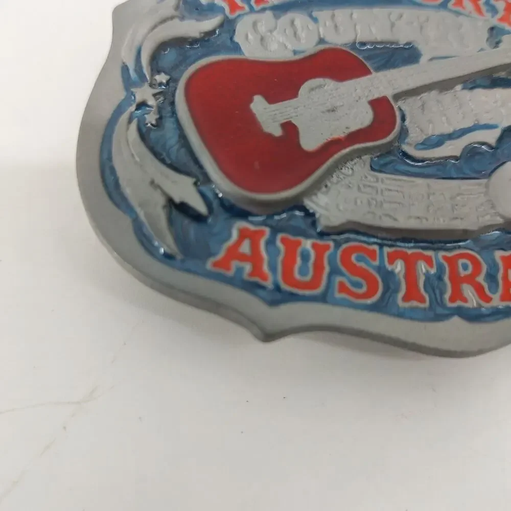 Tamworth Australia Belt Buckle Country Music Guitar Red Blue